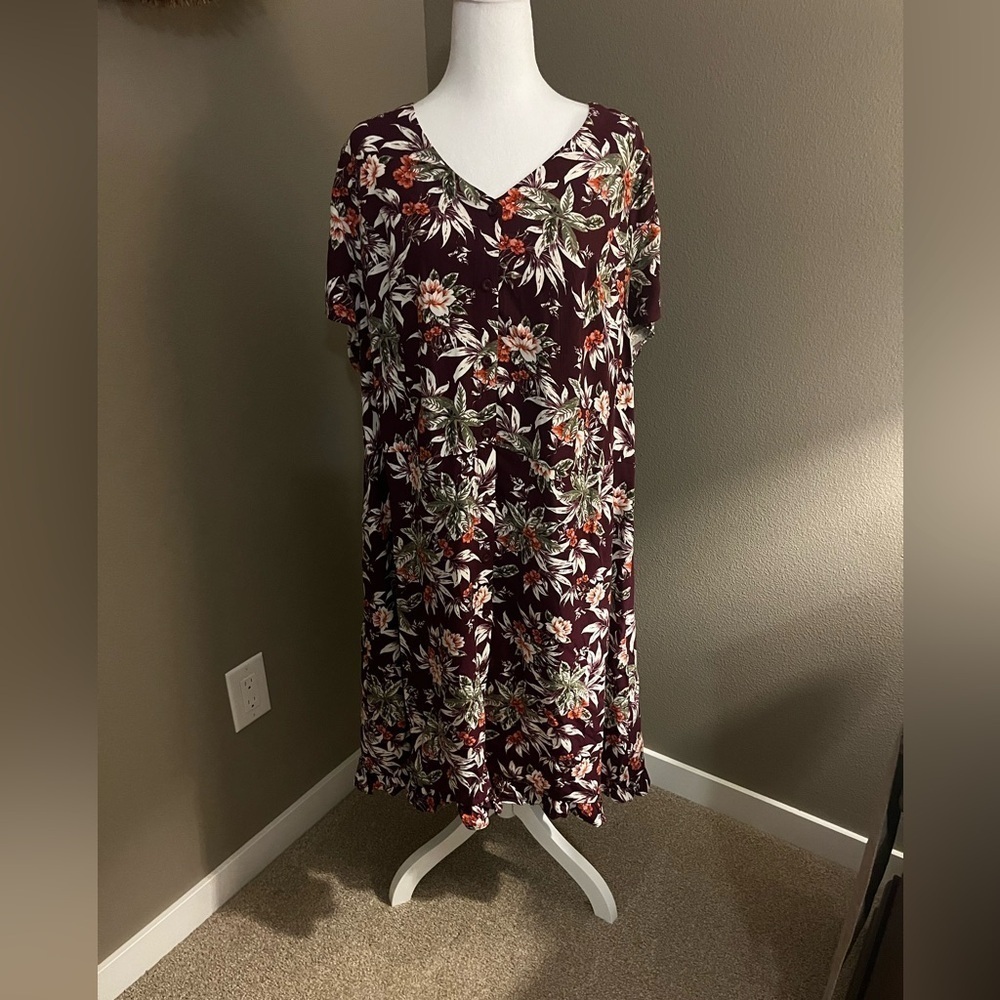 Floral Burgundy Dress